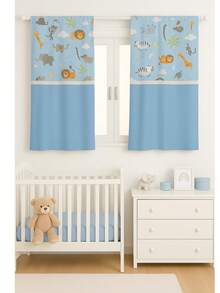 Printed Curtain For Baby's Room, Boy's Girl's Room - Blue - View 3