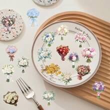 5Sets Bouquet Collection Transparent Stickers Decals, Reusable Stickers For Luggage, Laptop, Scrapbooking, Festive Decor - 5Sets - View 3