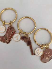 Personalized Cowgirl Keychain Gift - Brown - View 11