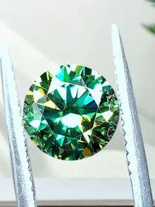 1 pieza de piedra suelta sintética de moissanita redonda de 5.0-8.0 mm y 0.5-2 ct de color azul-verde/verde amarillento, aplicable para monturas de joyería, uñas, anillos DIY, cadenas, aretes y accesorios