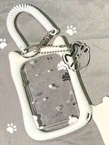 Ví đựng thẻ silicon hình mèo kèm móc khóa - Bền chắc và thời trang, bảo vệ thẻ sinh viên, phù hợp với thẻ xe buýt, thẻ tàu điện ngầm và thẻ sinh viên | Thiết kế hình mèo đáng yêu, chất liệu trong suốt với họa tiết dấu chân và ngôi sao nhiều màu sắc, phụ kiện thiết yếu cho sinh viên | Hình dáng mèo dễ thương | Chất liệu silicon, phụ kiện hàng ngày đáng yêu, đồ dùng văn phòng, đồ dùng học tập, đồ dùng gia đình, ví đựng thẻ sinh viên. - Nhiều màu - Xem 4