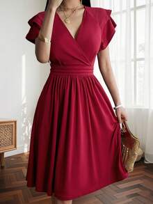 Women Midi Dresses - Red - View 5