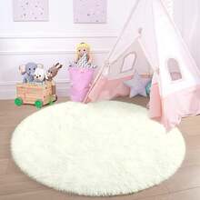 1 件，适用于卧室的柔软地毯，蓬松、防滑毛绒绒毛绒柔软毛茸床边地毯，扎染客厅地毯，适合女孩儿童婴儿青少年宿舍家居装饰，卧室客厅育儿室地毯，易于护理的家居装饰 - 圓形-米色 - 查看 18