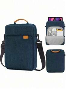 Navy Blue Nylon Shoulder Messenger Bag, Suitable For 11"/13" Tablet Sleeve, Portable Multifunctional Laptop Bag - Navy Blue - View 7