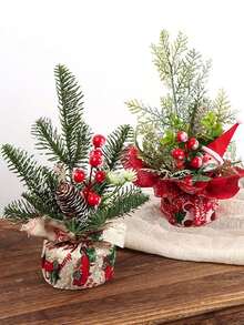 1PC Mini Christmas Tree, Christmas Pine Needle Bonsai, Christmas Desktop Fireplace, Home Decoration Christmas Decorations Room Decor Winter Christmas Decorations Home Christmas Gifts Christmas Decor - Christmas Tree - View 7