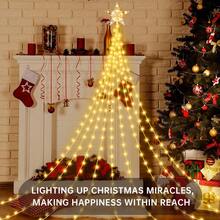 1pc, Christmas Pentagram Waterfall Light, Solar Indoor Outdoor Christmas Tree Festival Decoration Light, 8 Modes, For Garden, Courtyard, Porch, Home, Room, Kitchen, Shop, Hotel, Wedding, Party, Prom, Holiday Gift(Including Battery) Christmas Decoration XMAS Decor Christmas Tree Gift Decor Thanksgiving Wedding Home Decor Home Decor Fall Decor Autumn Decor Birthday Decorations For Gifts Party Supplies Indoor Outdoor Garden Holiday Festival Decor Halloween Decor Wall Decor Halloween Ornaments Christmas Decoration XMAS Decor Christmas Tree Gift Decor Thanksgiving Wedding Home Decor Home Decor Fall Decor Autumn Decor Birthday Decorations For Gifts Party Supplies Indoor Outdoor Garden Holiday Festival Decor Halloween Decor Wall Decor Halloween Ornaments