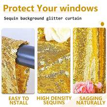 Premium Sequin Backdrop Curtain & Decor Collection – Glitter Wall/Photo Backdrop 2x8FT + Decorative Elements, Perfect For Christmas Decorations (Tree Skirt Compatible Style), Wedding Decorations, Home Décor (Living Room, Bedroom, Kitchen Curtains). Suitable For Baby Showers, Bachelor/Bachelorette Parties, Engagement Events, Graduation, Mother's Day & Halloween. Sparkling Design, Multiple Color Options, Ideal For Selfie Walls, Table Centerpieces, Bridal Accessories & Daily Room/Shower Curtain Use – Must-Have Holiday & Party Supplies. - 金色 - 查看 2