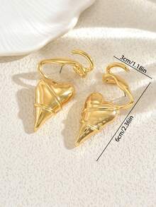 1 Pair Women Metal Asymmetrical Geometric Line Wrapped Heart Shaped Earrings, Party Jewelry Gift