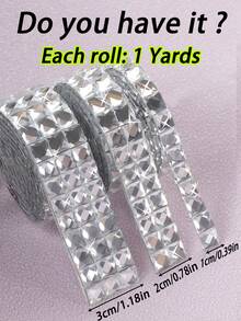 1 Cuộn băng dính đính đá lấp lánh màu bạc rộng 10mm, tự dính, băng dính pha lê thủy tinh, thích hợp để trang trí nhà cửa, xe hơi, quần áo, hộp, khung ảnh, chai lọ, giày dép và điện thoại, trang trí tiệc tùng. - 1 thước bạc - Xem 1