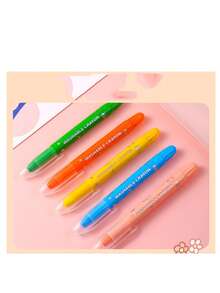 6pcs/10pcs Water-Soluble Large Capacity Colorful Crayon Rotary Drawing Pen, Children's Non-Staining Painting Brush, Oil Painting Brush