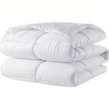 1pc Quilted Comforter - All Season Quilted Comforter, Polyester Fiber Filling, Bedding Comforter With Corner Loops - White - View 2