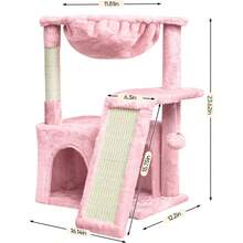 Cat Tree For Indoor Cats Large Adults Modern Activity Tower With Scratching Posts Board Condo With Plush Perch Climbing Stand With Cradle Hanging Ball For Play Pink - 粉色 - 查看 2