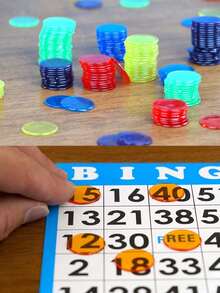 200pcs- 25mm- Bingo Chips Counters - Transparent Counting Game Chips - Clear Plastic Math Markers&Classroom&Mixed Color Bingo Chips Games Bingo Cards Gift Bag Filler - Multicolor - View 2