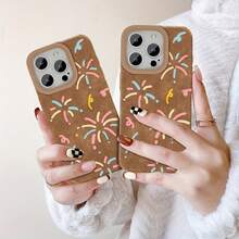 Funda protectora marrón con diseño retro de fuegos artificiales para móviles 16 Pro Max, 15/14 Plus, 13/12 y 11. Diseño moderno y elegante. Suave y de alta calidad. Ideal para hombres y mujeres. - Colores mixtos 2 - Ver 2