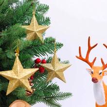 6pcs 8cm Gold Christmas Tree Ornaments, Star Christmas Decorations, Christmas Pentagram Decor Home Decor Room Decor Winter