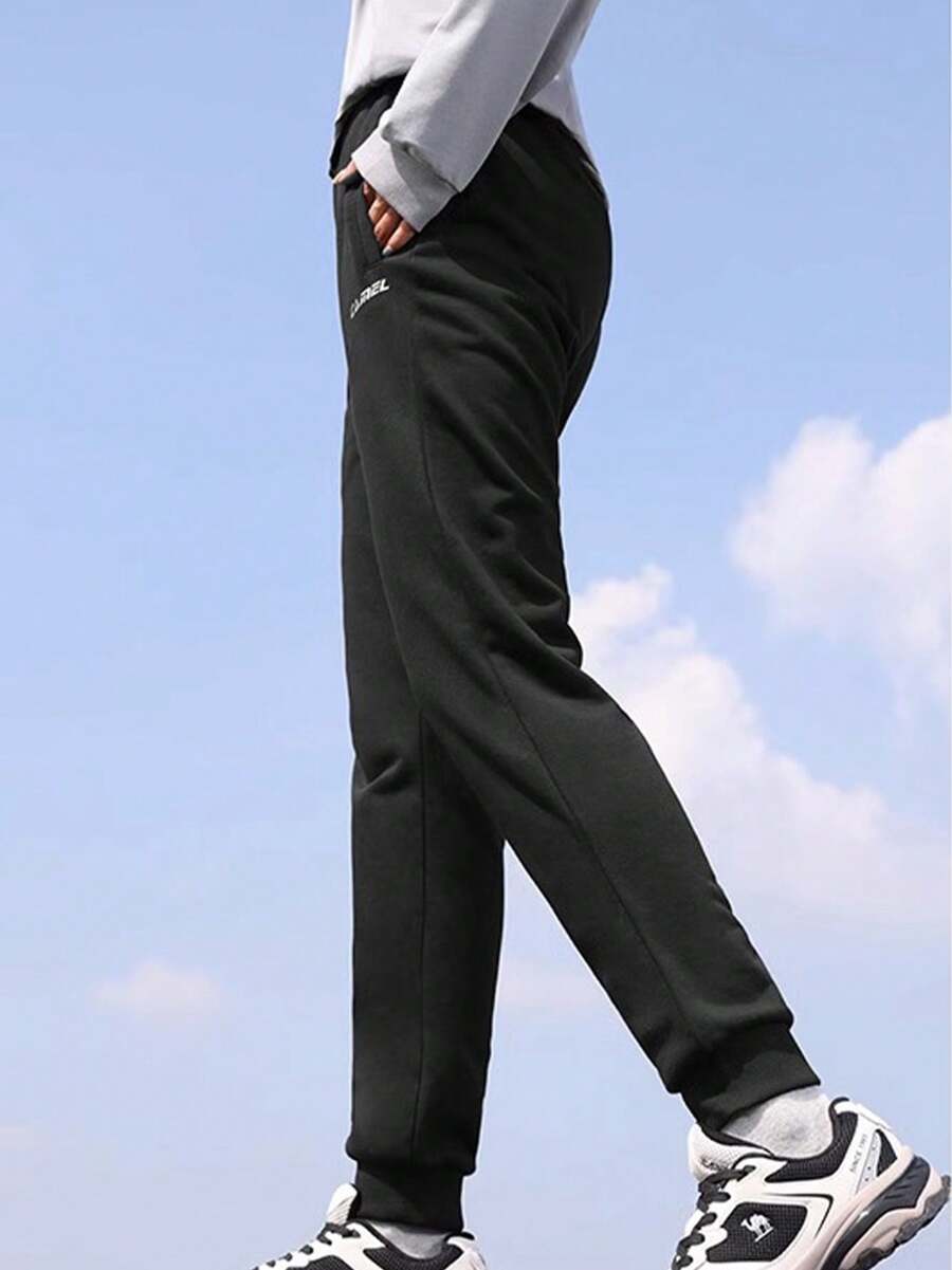 CAMEL CROWN 女士运动长裤宽松休闲直筒透气跑步针织运动裤 - 黑色 - 查看 1