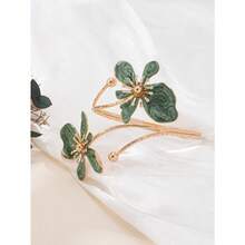 1Pc Elegant And Simple Flower Bracelet, Fresh And Sweet Design, Golden Enamel Glaze Craft Flower Opening Bracelet - Hồng - Xem 5