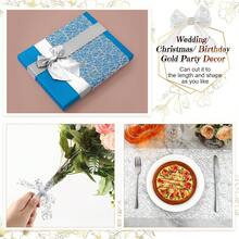 1pc Silver Metallic Mesh Table Runner 11"X108", Rectangular Tablecloth Decor Suitable For Wedding, Birthday, Bridal Shower, Reception, Party, Home, DIY Daily Decoration