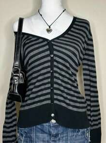 1pc Women Slim Fit Thin Long Sleeve Casual Blouse - Black - View 1