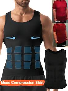 Men's Slimming Vest Tummy Control Shapewear Tank Top Chest Compression Shirt Body Shaper Gynecomastia Compression Undershirts Shaping Belly Abdomen Underwear Gym Workout - Black - View 2
