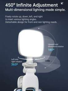 1pc Mini Glow-In-The-Dark Light, Mobile Phone Pocket Light, Small Portable Clips Live Block Light, Selfie Light, USB Soft Light Eye Protection, Exclusive Lens Light, Suitable For Holiday Party Photo Light, Go Out To Work Office Dinner, Home Decor, The Best Gift For Women And Friends - Multicolor - View 3