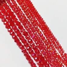 1 串 4/6/8 毫米刻面玻璃奥地利水晶珠，圆形散珠隔珠，适用于制作 DIY 手链、项链、耳环、包袋设计 - 紅色 - 查看 12