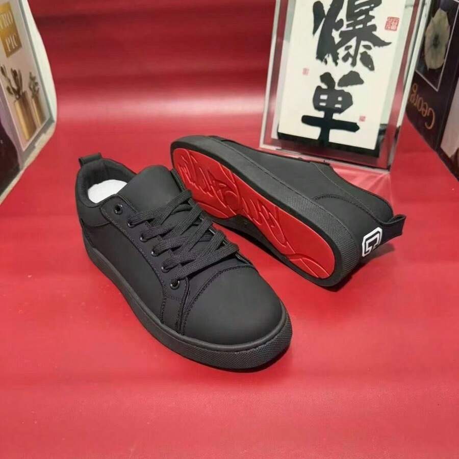 Red Bottom Versatile Casual Men's Sneakers Ultra-Light And Odor-Resistant - AA黑色 紅底高品質 - 查看 1
