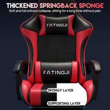 Gaming Chair,With Cushion,Height Adjustable,PU Leather Racing-Style Executive,Reclining Capability,Suitable Office Chair - màu đen - Xem 9