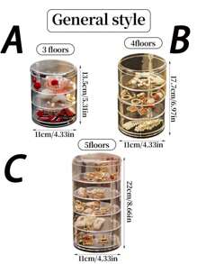 1pc 3/4/5-Tier Multi-Layer Rotating Jewelry Organizer, Suitable For Earrings, Hair Clips, Headbands, Etc. It's A Simple And Elegant Jewelry Organizer, Ring Holder, Necklace Storage Box, And Rotating Jewelry Rack. Ideal For Storing Small Jewelry Items Such As Earrings, Rings, Necklaces, Bracelets, Lipsticks, Watches, Nail Art Accessories, Pendants, And Hair Clips. It's A Jewelry Display And Storage Solution.