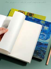 Square Oil Painting Sketch Book,Thick Blank Pages Sketch Book Art Drawing Book Graffiti Color Pencil Drawing Book Can Be Used For Sketching, Calculation Draft Book, Graffiti Notes, Etc,200 Pages Thick Watercolor Sketchbook, Van Gogh'S Inspiration Oil Painting, Blank Painting Diary,Portable Travel Sketchbook - one-size - View 3