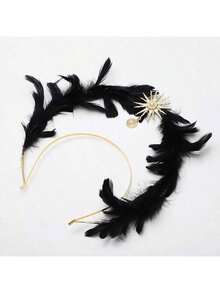 Halloween Dark Headband White And Black Angel Elf Simulation Artificial Feather Dress-Up Costume Props Headband