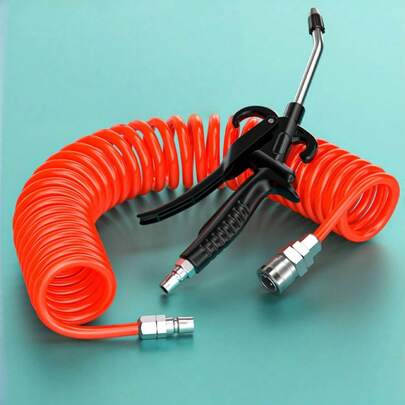 1个高流量气枪 - 工业及家用气嘴，PP材质，适用于空气压缩机除尘，黑色，气枪配件