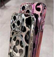 For IPhone 16 Pro Case Magnetic Glitter Compatible With MagSafe Diamond Leopard Cheetah Print Phone Case Cover For IPhone 16 Pro,Pink2025.1apple007 - Màu tím - Xem 7