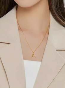 1pc Stainless Steel Chain Lucky Wishbone Necklace, Suitable For Daily Wear And Gift For Friends