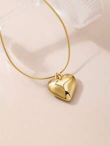 1 件时尚可爱金色心形小盒吊坠，带多层心形，适合女性，适合节日、约会和日常佩戴 - 金色 - 查看 3