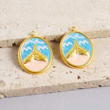 1pc/2pcs Luxury Delicate 304 Stainless Steel Electroplated Pendant Charms, Suitable For DIY Jewelry, Jewelry Making, Crafts - Ocean Life, Cherry, Flower Designs - Color - View 23