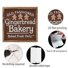 Decorazione natalizia in legno piatta e vintage a forma di casetta di pan di zenzero, 20x20 cm, decorazione multifunzionale per casa e ufficio, opera d'arte da parete in legno composito, ispirazione artistica per la decorazione della parete