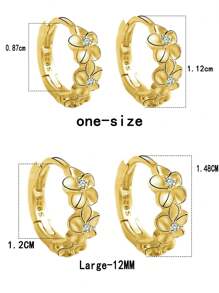 1 对全新独特桃花耳夹奢华耳钉，优雅设计适合女性，节日和派对礼物