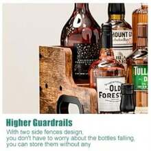 MOSENLR Liquor Bottle Display Shelf, Coffee Syrup Rack Organizer, 3 Step Countertop Wine Rack, Mini Bar, Retro Bar Shelf Stand For Whiskey, Spirits