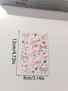 1件/2件/3件/5件装蝴蝶结和心形水钻饰品，设计迷人可爱。可爱的蝴蝶结、甜美的心形和闪亮的水钻，瞬间为您的造型增添一丝俏皮和魅力。无论您喜欢甜美少女风，还是想要展现大胆的时尚态度，这些配饰都能满足您的需求。