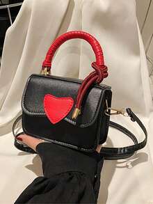 Túi xách PU hai màu hình trái tim mini thời trang mới dành cho bé gái, thích hợp sử dụng hàng ngày - trắng - Xem 5