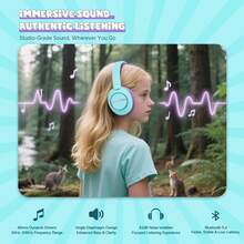 Nova1Pro Kids Wireless Active Noise Cancelling Headphones, Bluetooth 5.4, 40H Playtime, Volume Limited 75/85/94dB, Type-C Fast Charging, Mic, Foldable For School/Travel/Airplane, Green