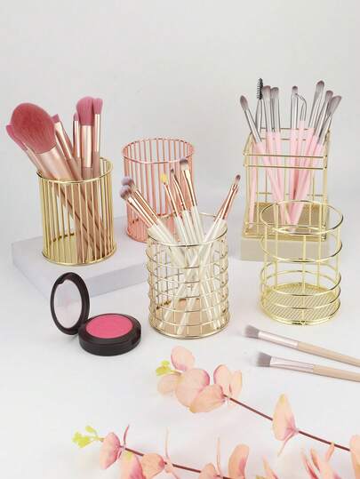 RANCAI 北欧风金属铁艺笔筒，收纳整理篮，文具收纳桶，化妆刷收纳桶，多功能笔筒，女士礼物，圣诞礼物，女士送礼佳品