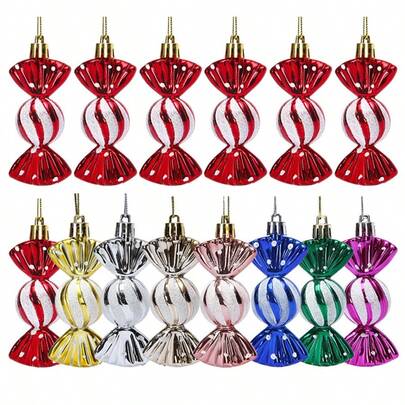 6pcs Electroplated Shiny Painted Round Christmas Tree Ornaments, Christmas Party Hanging Decorations