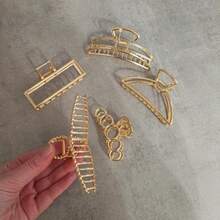 5pcs Hair Clips Set, Golden Large Clips For Thick And Thin Hair, Non-Slip Metal Hair Clip, Hair Clip Hair Claw For Women Hair Styling Tool - 5件 - 查看 7