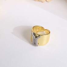 1 Pc New Arrival Two Tone Pave Initial Letter Ring Vintage Style Adjustable Open Metal Rings - Letter Type - View 15