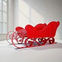 1/2pcs Christmas Decoration Large Sleigh Ornament, Winter Sleigh Gift Candy Storage Container, Candy Rack Organizer, Christmas New Year Party Decorations, Plastic Holiday Decor For Mantel, Tabletop, Entryway - Indoor/Outdoor Party Centerpiece, Classic Winter Theme, Fine Craftsmanship, Home Decor