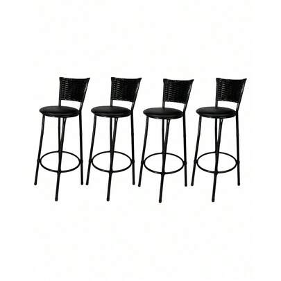 Kit 4 Banquetas Alta Banco Bistro Desmontavel Preto  para  Balcao Cozinha Área Gourmet 90cm Altura  - Escolha Quantidade