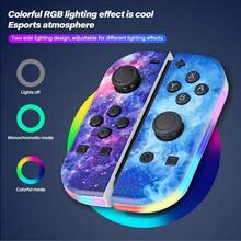 全新 JY02 星空色迷你手柄，NS 粉色控制器支持 Switch/NS 控制台，带 RGB 照明，JY 迷你手柄带振动马达，BT 5.2 Joy 控制器 RGB LED 开关 L/R 游戏手柄兼容 Switch/Lite/Oled JoyCon 游戏手柄操纵杆带双振动 - 藍色 - 查看 6