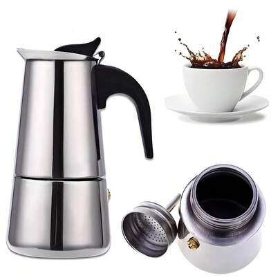 Cafeteira Italiana Inox Espresso Maker 4/6 Xícaras Fogão Gás ou Indução